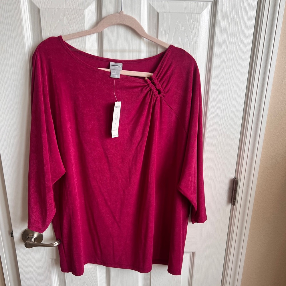 New Chico's Travelers Top Knot Detail 3/4 Sleeve Blouse Plus‎ Size 3